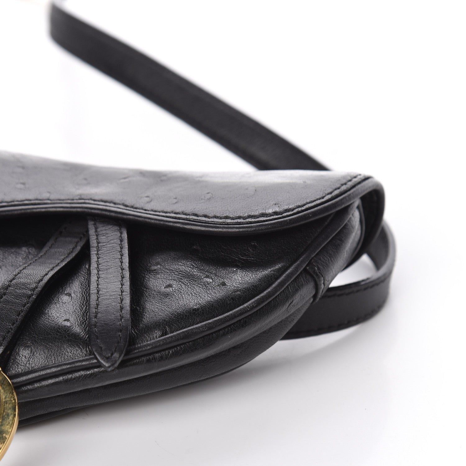 Christian Dior Ostrich Saddle Belt Bag Black 12 of 13