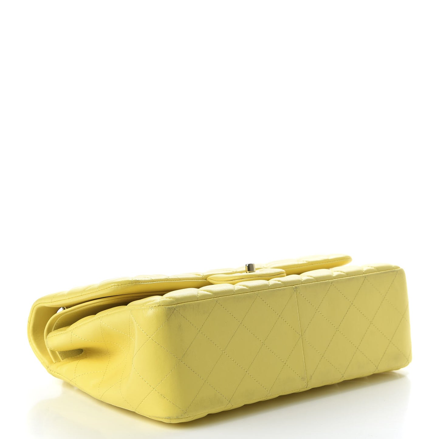 Lambskin Quilted Jumbo Double Flap Yellow