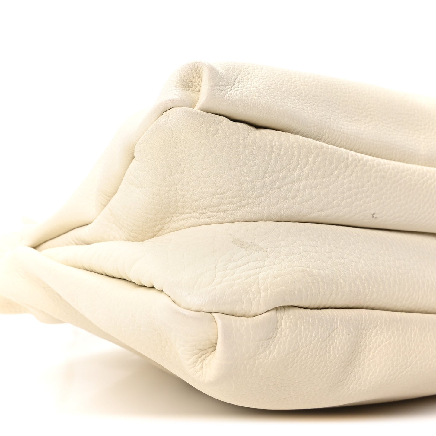 Grained Calfskin Bourse Clutch Ivory