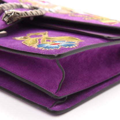Gucci Suede Dragon Embroidered Medium Dionysus Shoulder Bag Bright Purple Multicolor 9 of 11