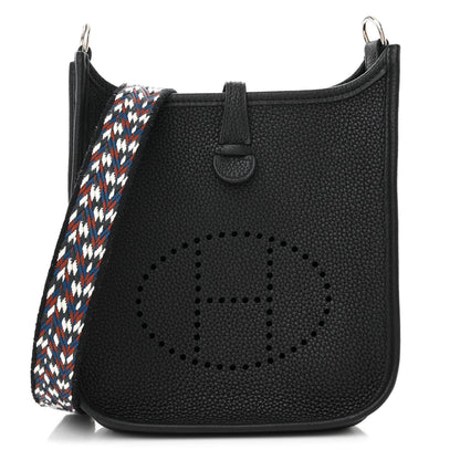 Hermes Taurillon Maurice Zigzag Evelyne TPM Black White Deep Blue 1 of 11