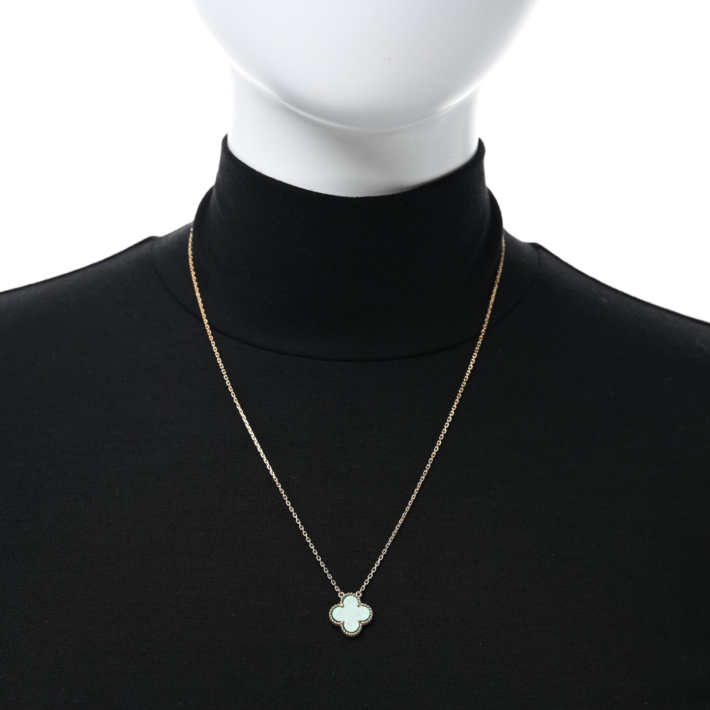 18K Yellow Gold Malachite Vintage Alhambra Pendant Necklace