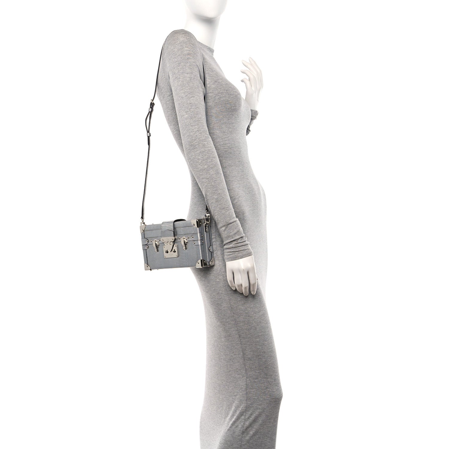 Louis Vuitton Metallic Lizard Petite Malle Silver 2 of 9
