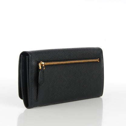 Prada Saffiano Metal Continental Flap Wallet Nero Black 4 of 7