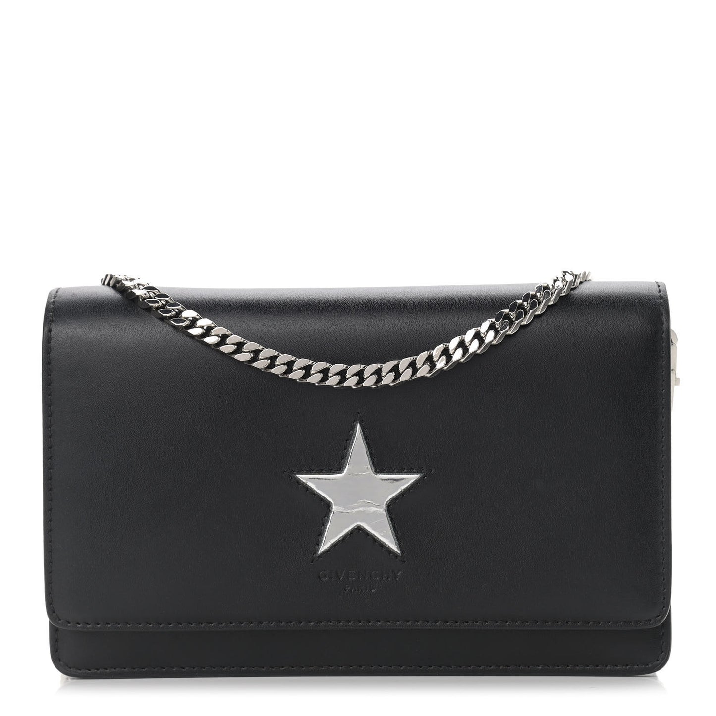 Calfskin Star Pandora Chain Wallet Black