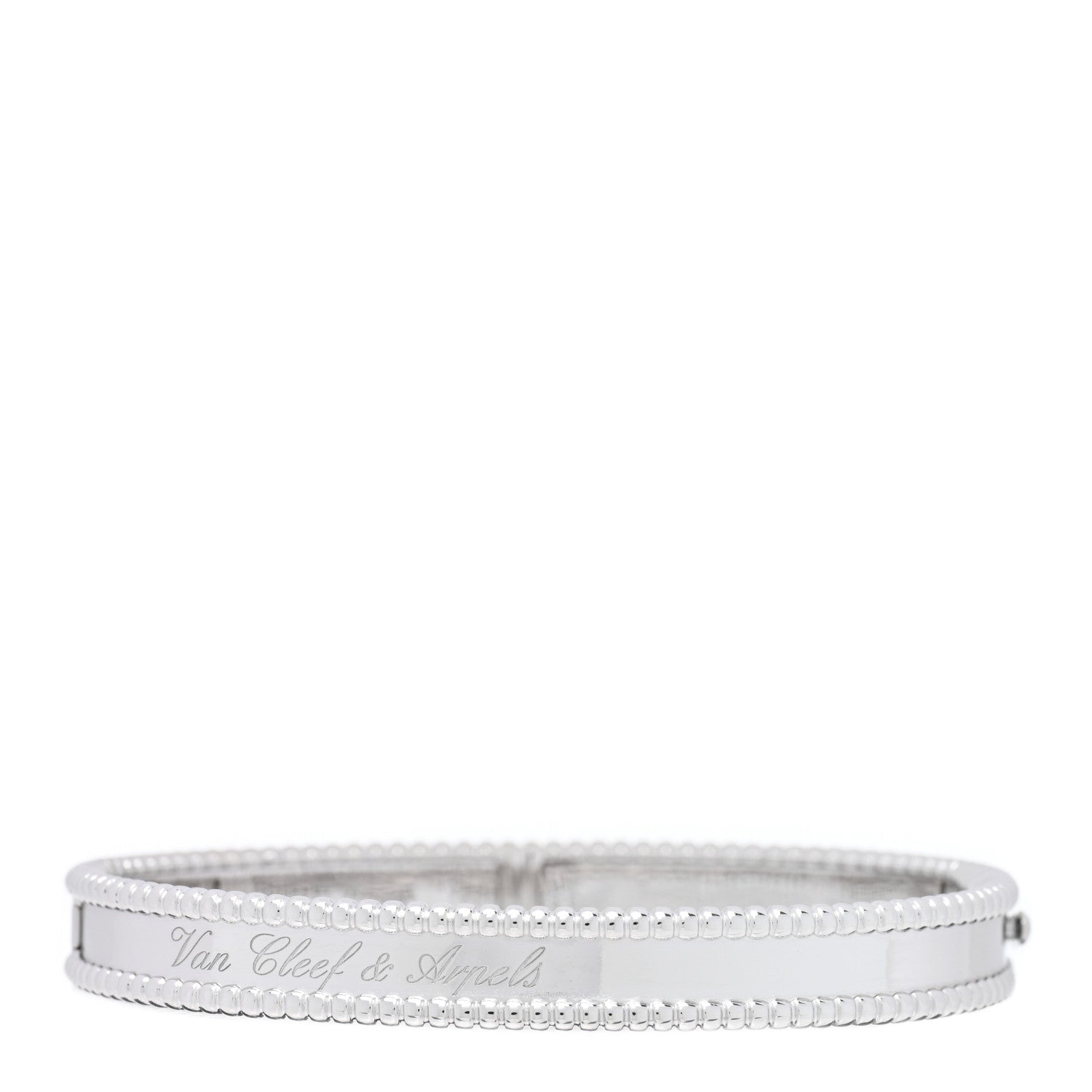 Van Cleef & Arpels 18K White Gold Perlee Signature Bangle Bracelet M 1 of 3