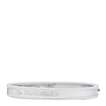 Van Cleef & Arpels 18K White Gold Perlee Signature Bangle Bracelet M 1 of 3