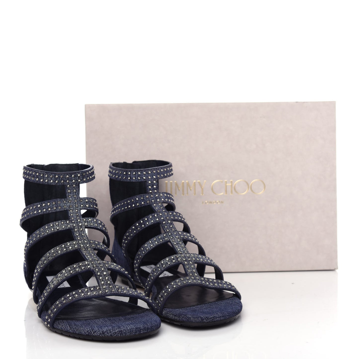 Denim Nix Gladiator Flat Sandals 36 Light Indigo