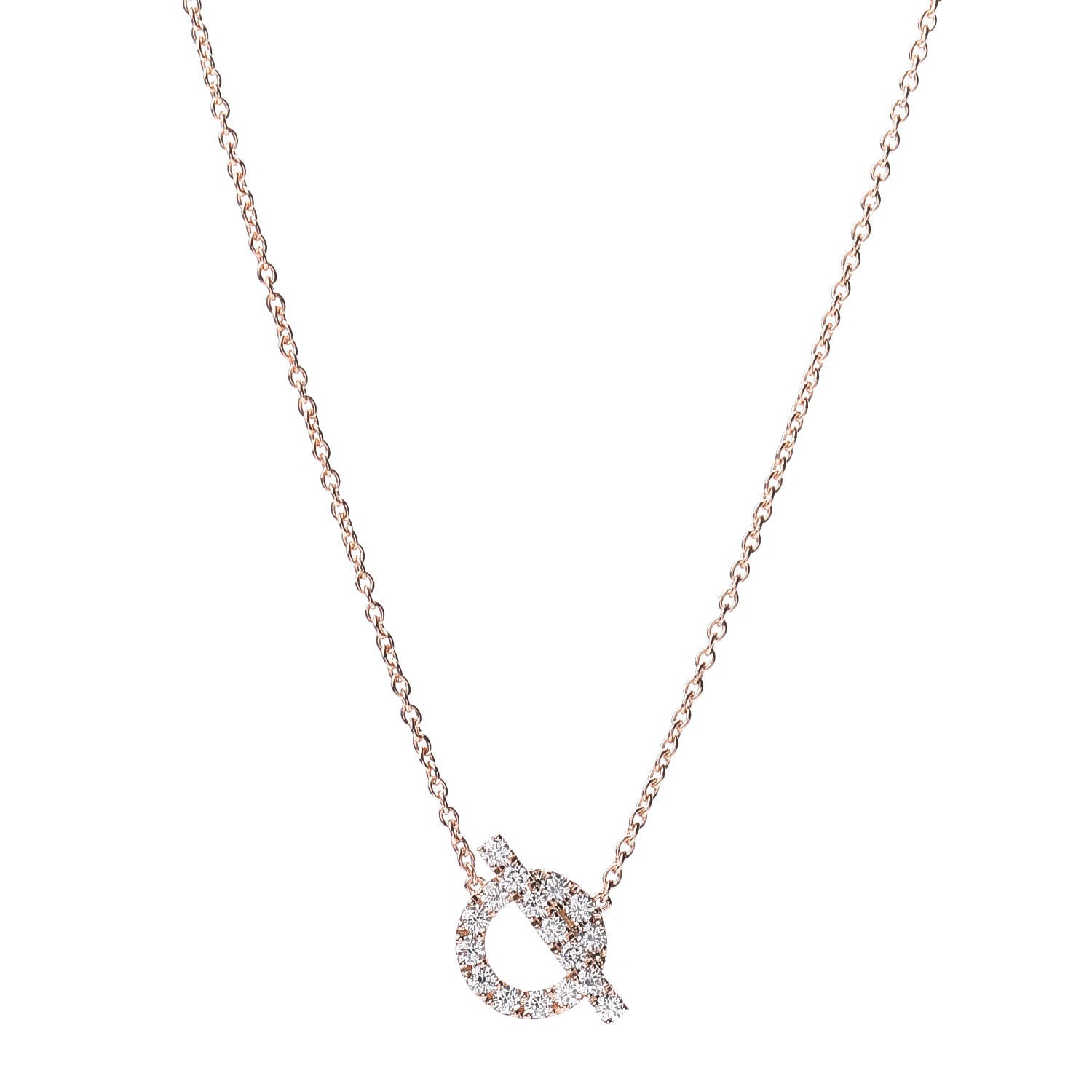 Hermes 18K Rose Gold Diamond Finesse Pendant Necklace 1 of 5