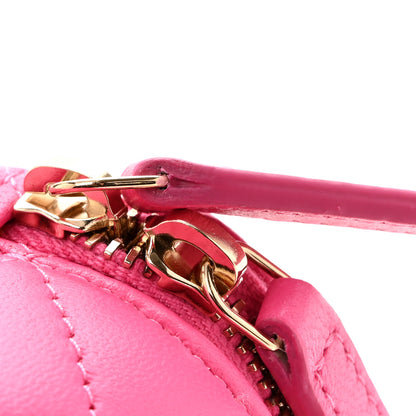 Chanel Lambskin Quilted Mini Vanity Case With Pearl Chain Pink 10 of 10