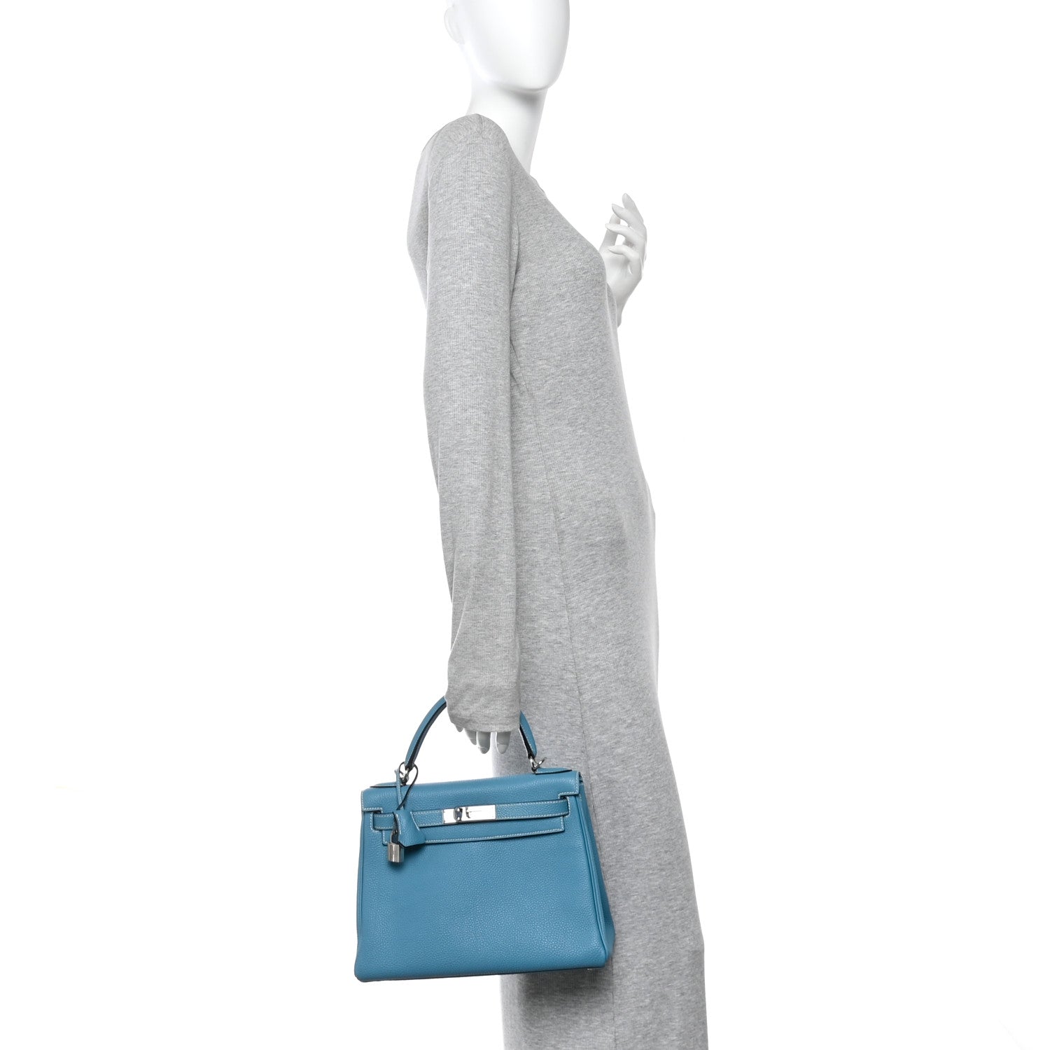 Hermes Togo Kelly Retourne 28 Blue Jean 2 of 9