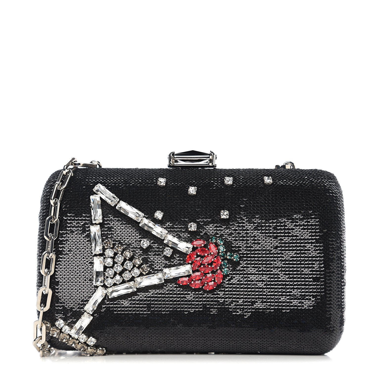 Prada Sequin Crystal Cocktail Clutch Black 1 of 8