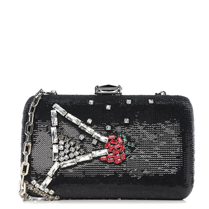 Prada Sequin Crystal Cocktail Clutch Black 1 of 8