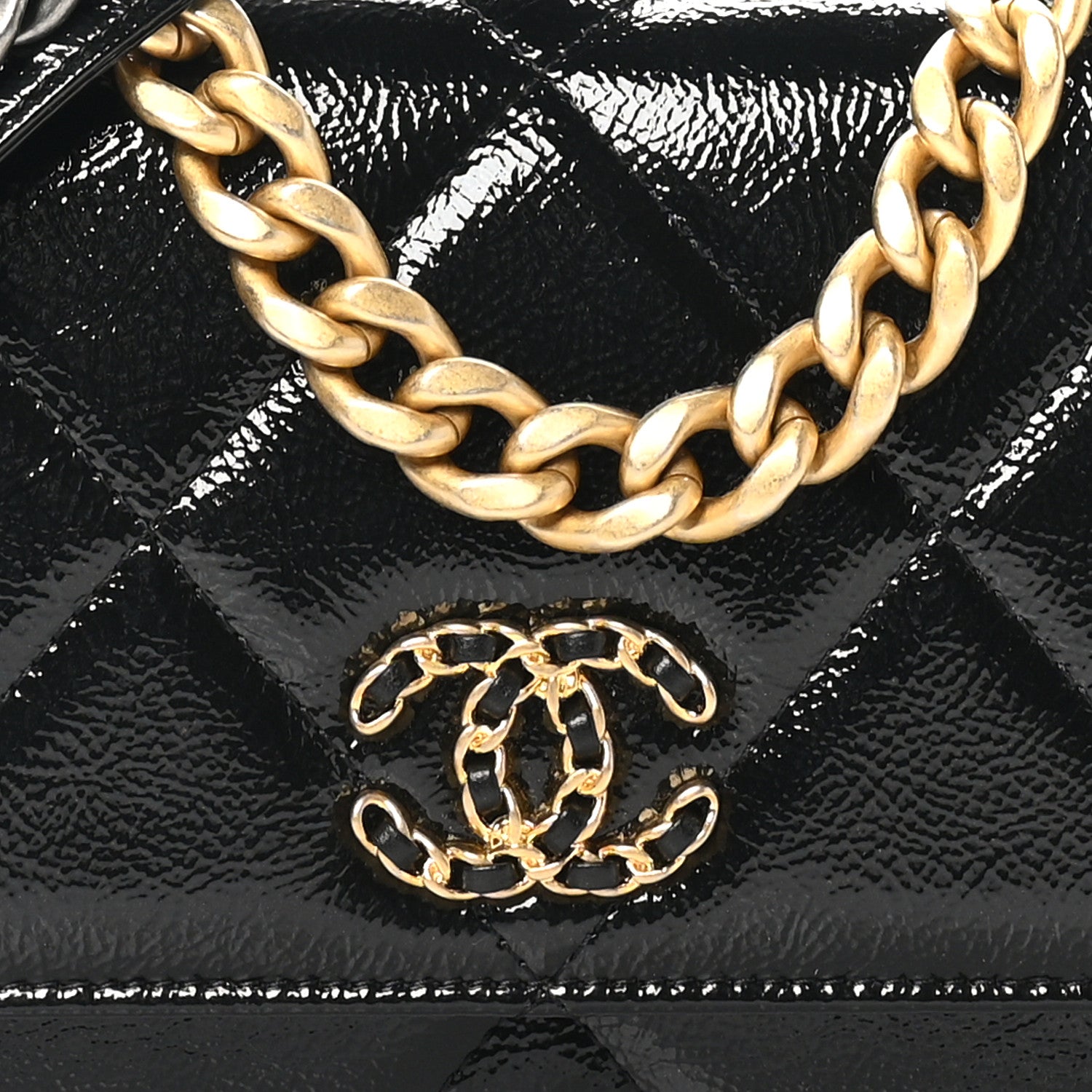 Chanel Shiny Crumpled Calfskin Quilted Chanel 19 Wallet On Chain WOC Black 8 of 11