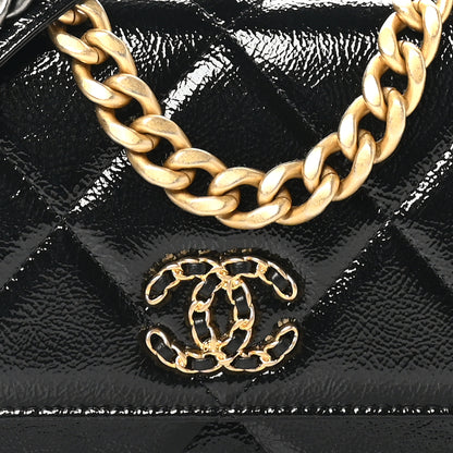 Chanel Shiny Crumpled Calfskin Quilted Chanel 19 Wallet On Chain WOC Black 8 of 11