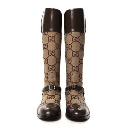 Gucci Monogram Jumbo GG Cordovan Lux Mens Zelda Harness Riding Boots 8 Camel Ebony New 9.5 Acero 2 of 8