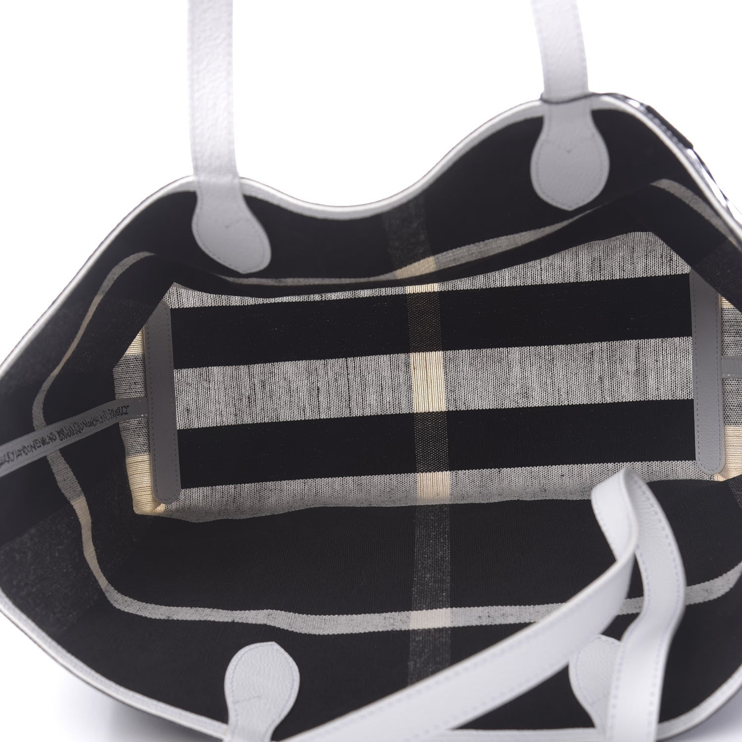 Burberry Coated Canvas Mega Check Medium Doodle Tote Black White 5 of 9
