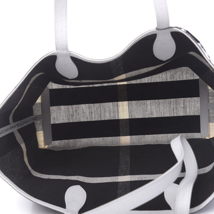 Burberry Coated Canvas Mega Check Medium Doodle Tote Black White 5 of 9