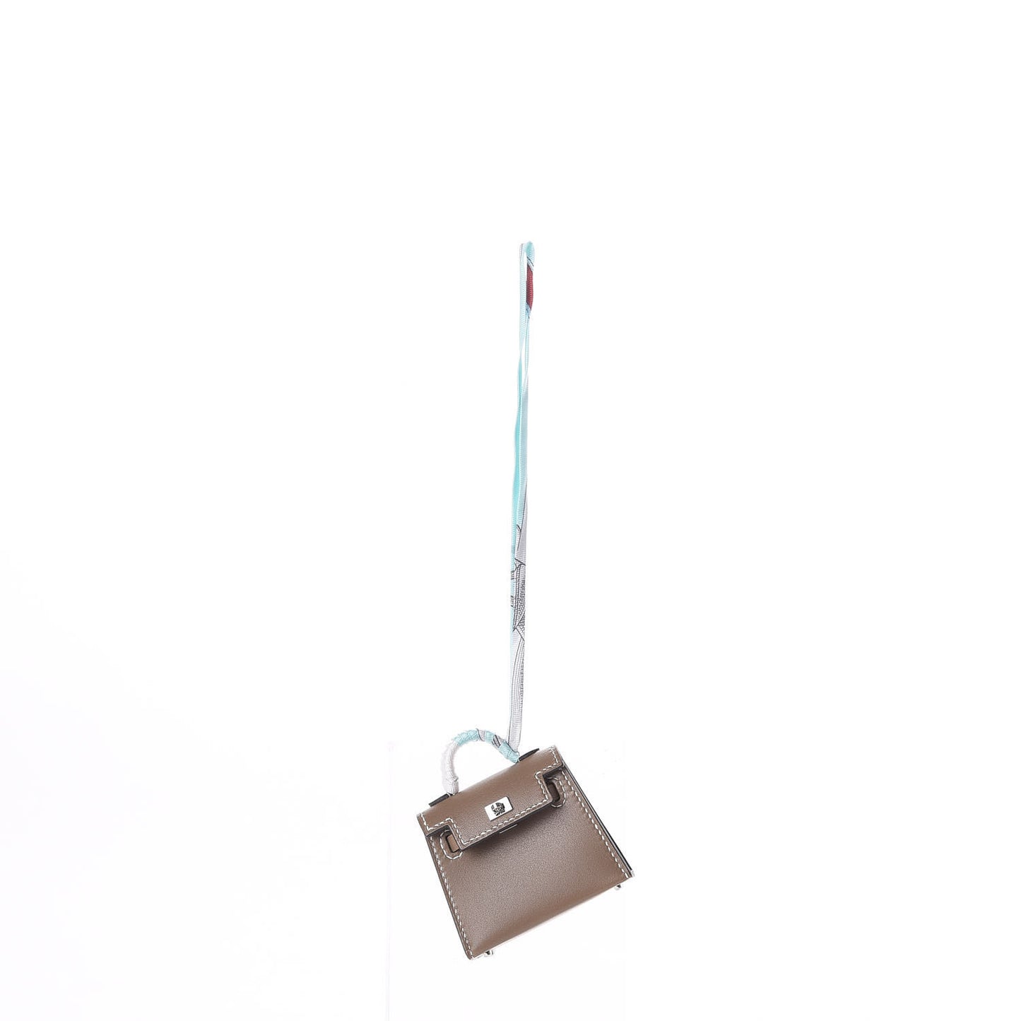 Tadelakt Mini Kelly Twilly Bag Charm Etoupe