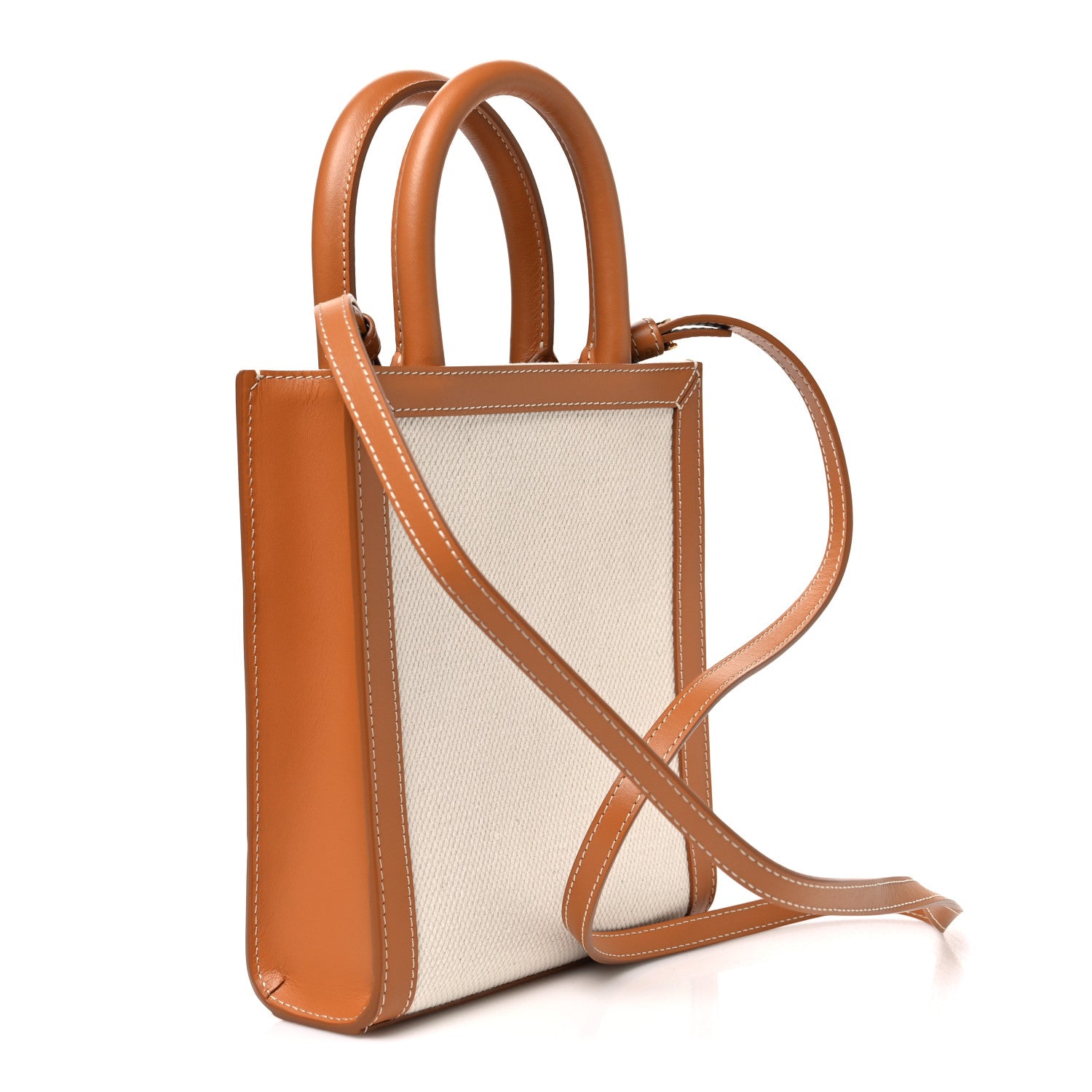 Celine Canvas Calfskin Mini Vertical Cabas Natural Tan 3 of 9