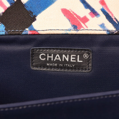 Chanel Canvas Printed XXL Travel Flap Bag White Blue Red Black 7 of 15