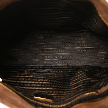 Prada Suede Large Bonnie Shoulder Bag Cacao 5 of 9