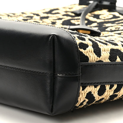 Saint Laurent Raffia Calfskin Leopard Print Toy Shopping Tote Natural Black 9 of 9