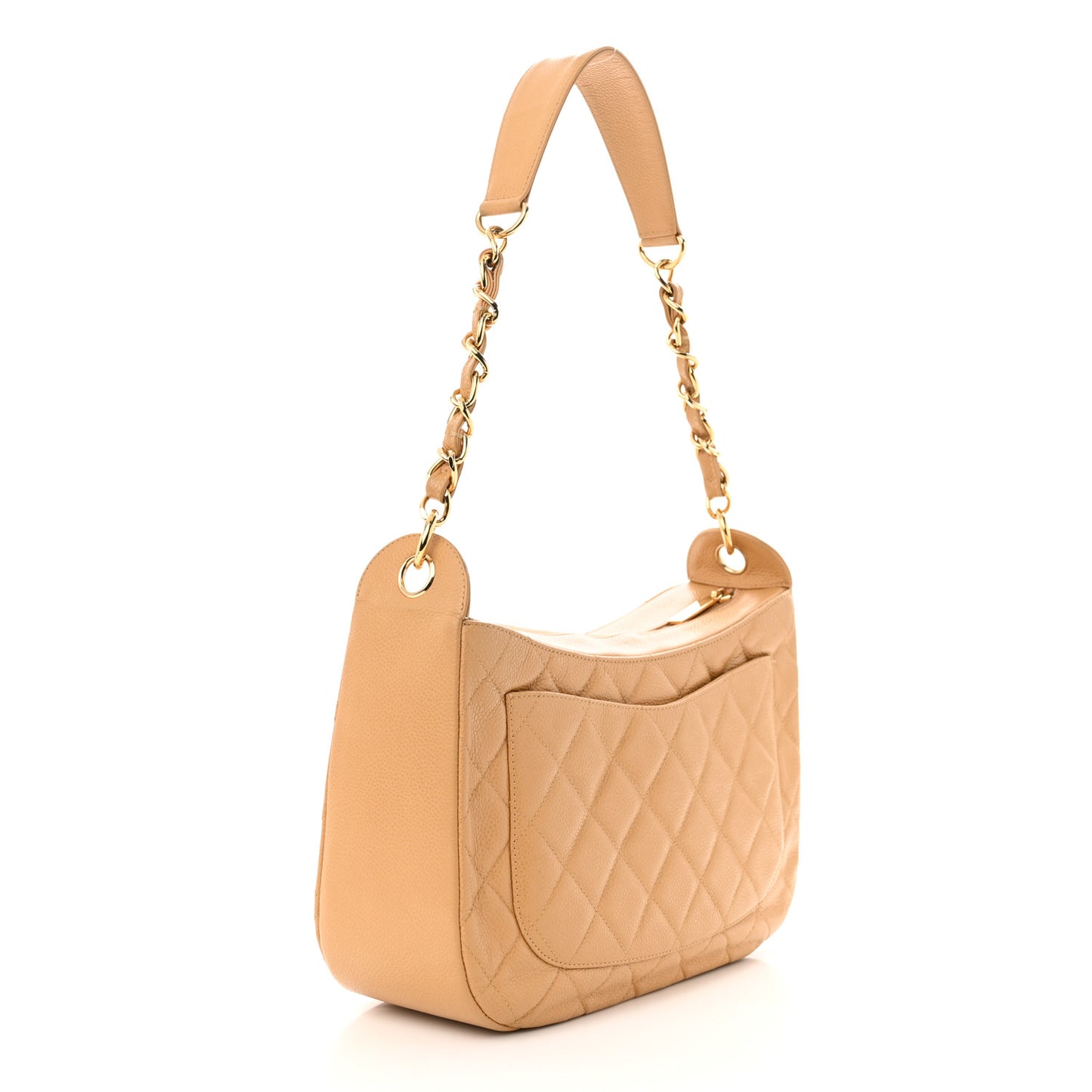 Caviar Quilted Timeless CC Shoulder Bag Beige