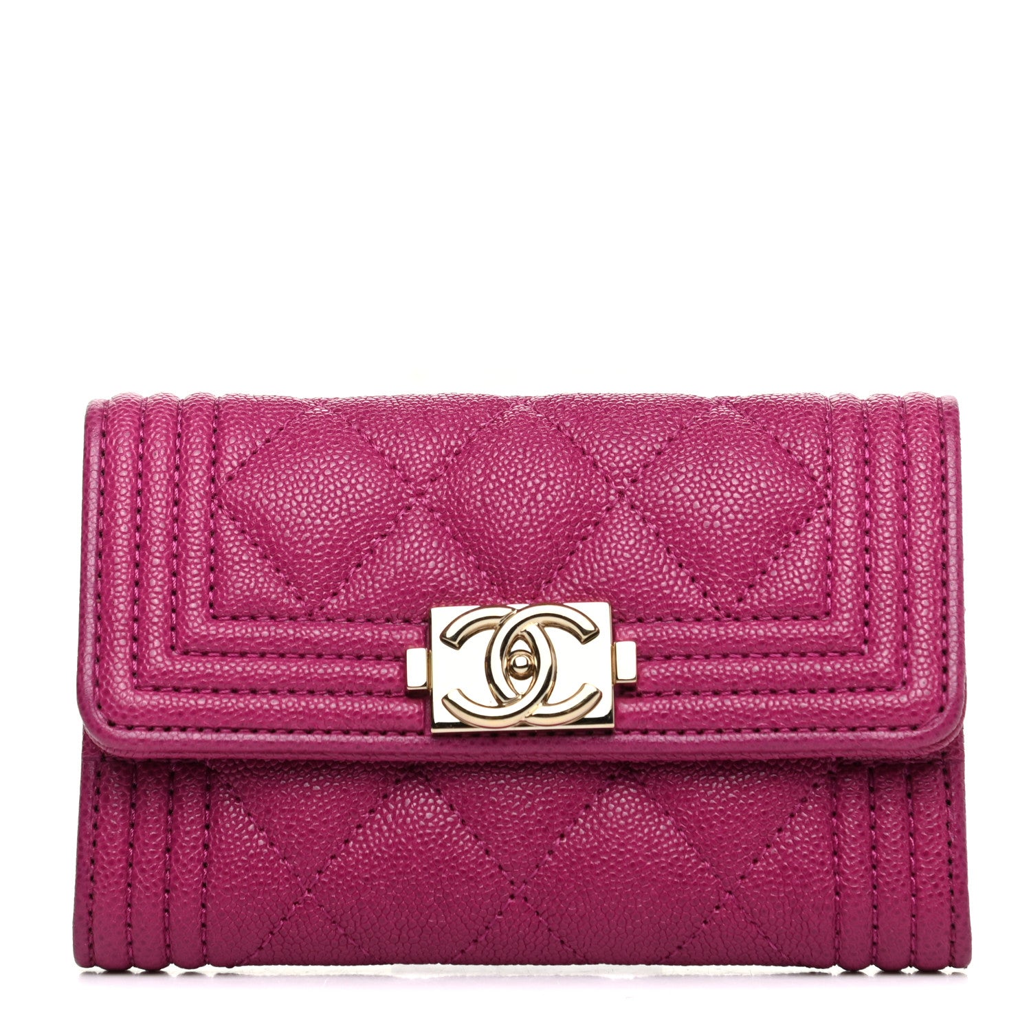 Chanel Caviar Quilted Boy Flap Card Holder Fuchsia 1 of 9