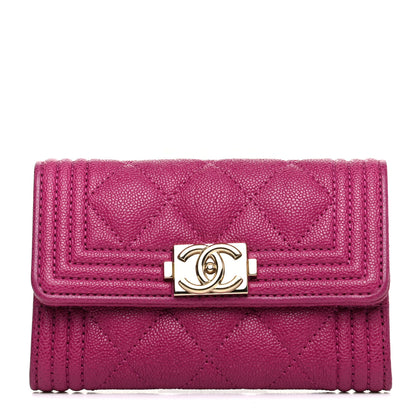 Chanel Caviar Quilted Boy Flap Card Holder Fuchsia 1 of 9