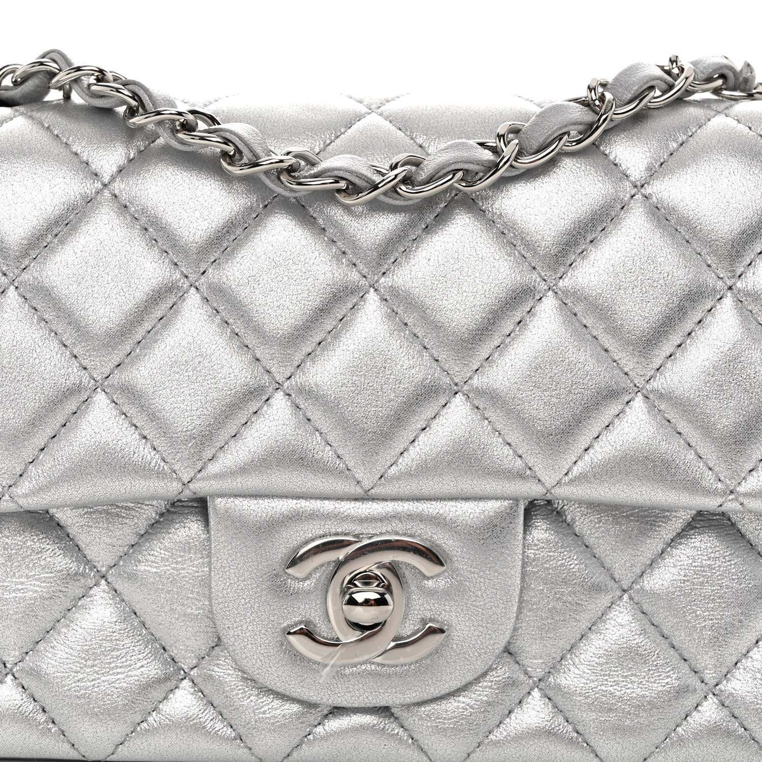 Chanel Metallic Lambskin Quilted Mini Rectangular Flap Silver 8 of 10