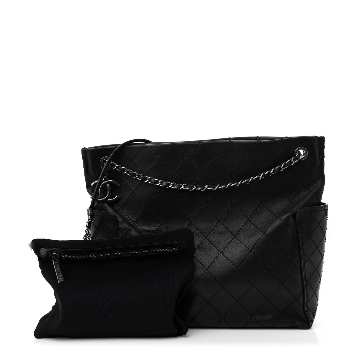 Calfskin CC Pocket Hobo Black