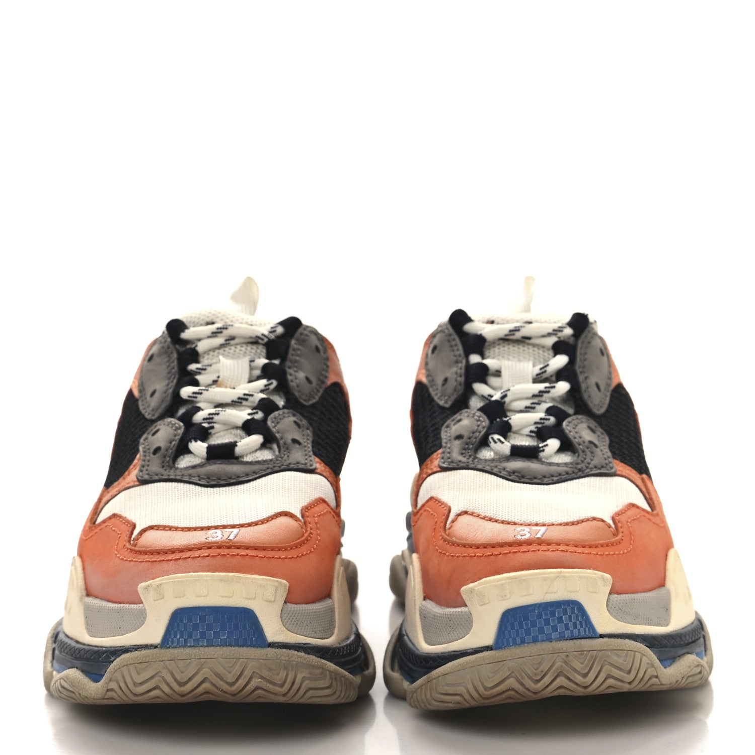 Balenciaga Mesh Nubuck Womens Triple S Sneakers 37 Orange Gris Black 3 of 11