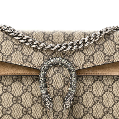 Gucci GG Supreme Monogram Suede Crystal Small Dionysus Shoulder Bag Beige Ebony Taupe 8 of 10