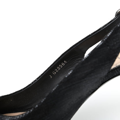 Chanel Shimmer Fabric Peep Toe Slingback Pumps 39 Black 11 of 20