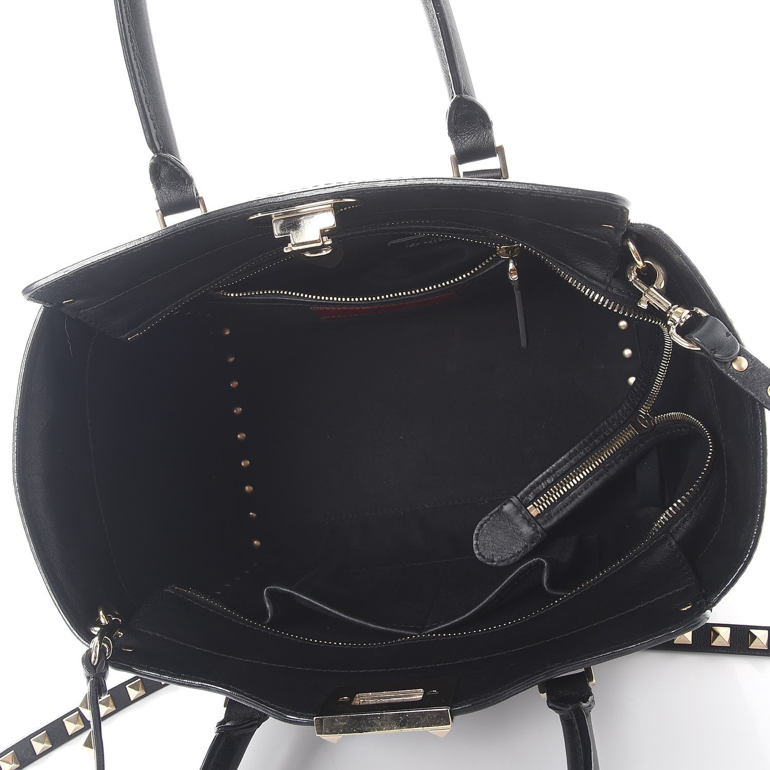 Valentino Garavani Vitello Small Rockstud Double Handle Tote Black 5 of 8