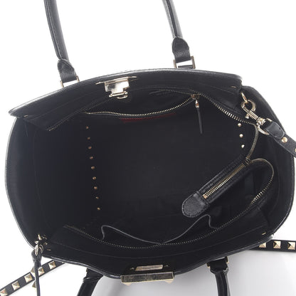 Valentino Garavani Vitello Small Rockstud Double Handle Tote Black 5 of 8