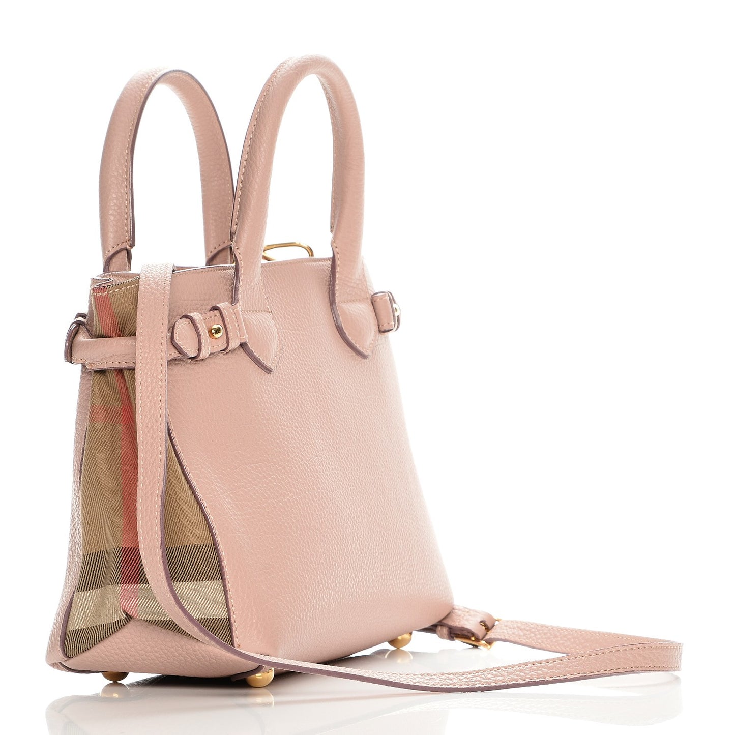 Grainy Calfskin House Check Small Banner Tote Nude Blush