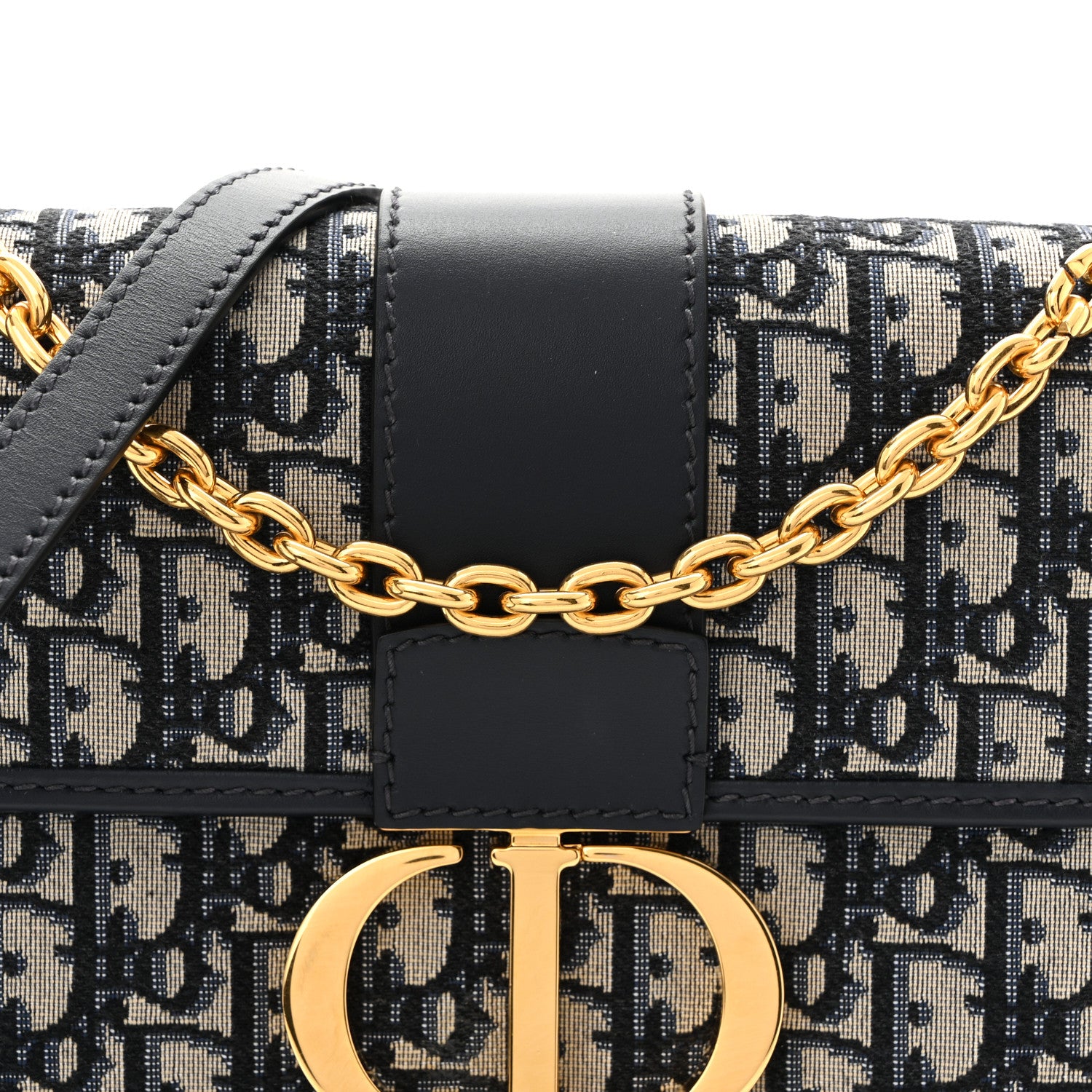 Christian Dior Oblique 30 Montaigne Chain Flap Bag Blue 8 of 10