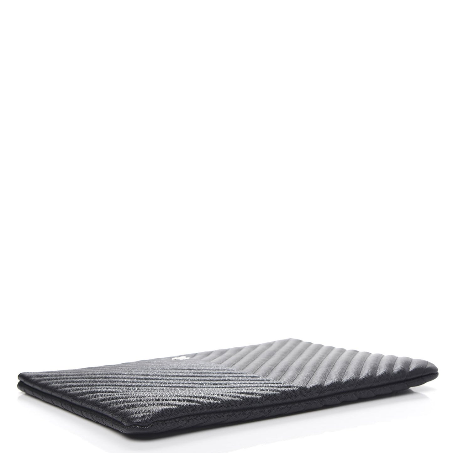 Caviar Chevron Quilted Large Cosmetic Case Black
