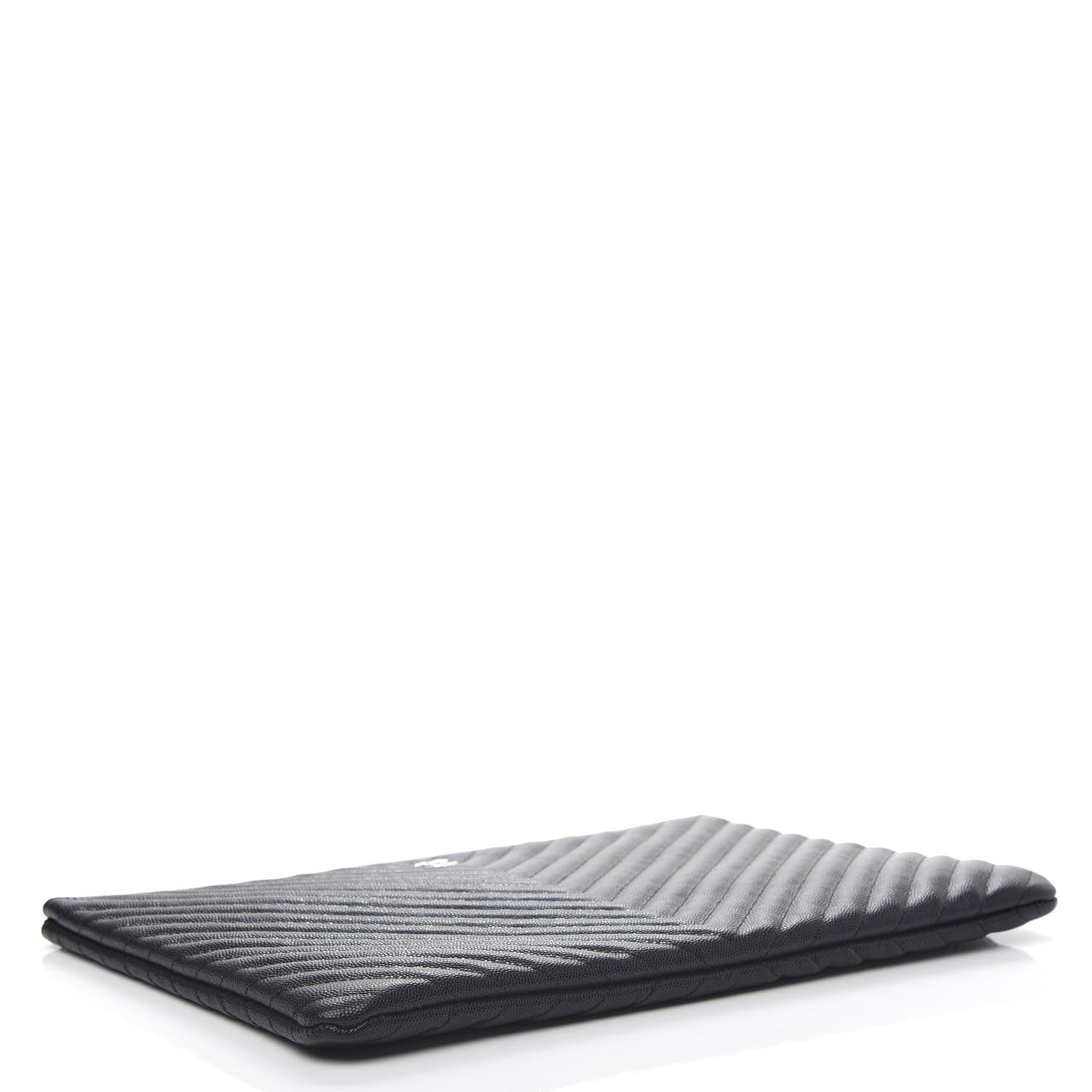Chanel Caviar Chevron Quilted Large Cosmetic Case Black 4 of 7