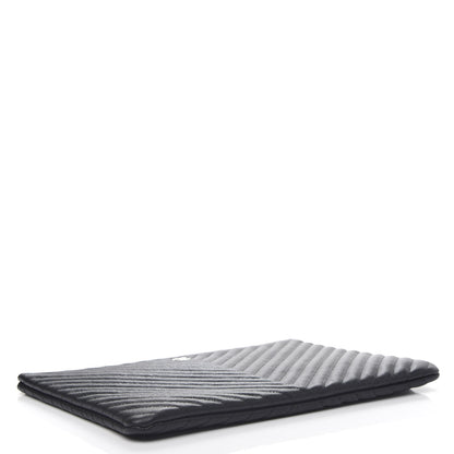 Chanel Caviar Chevron Quilted Large Cosmetic Case Black 4 of 7