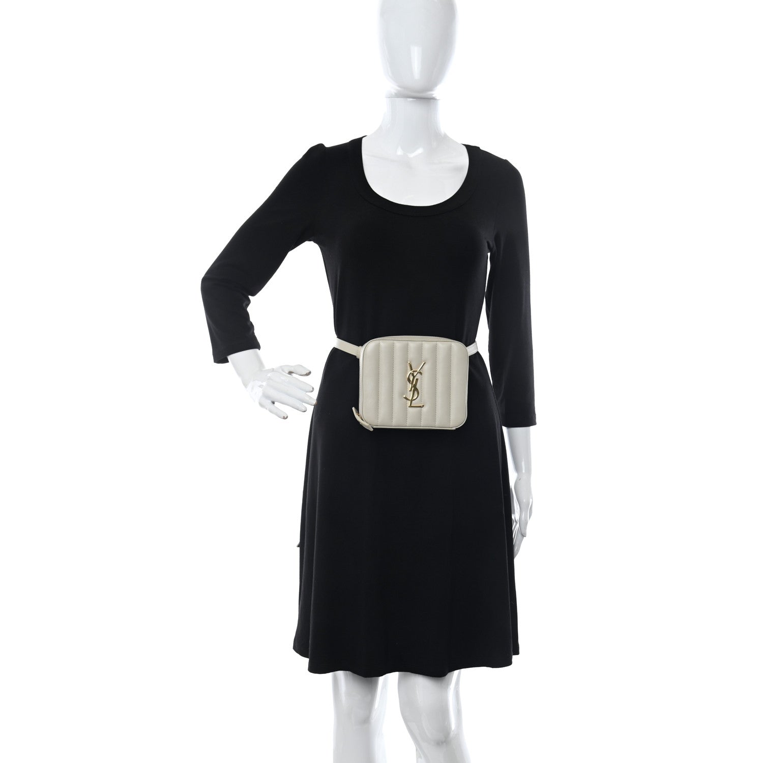 Saint Laurent Lambskin Matelasse Vicky Monogram Belt Bag Crema Soft 2 of 9