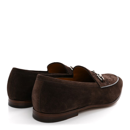 Gucci Luxury Suede GG Monogram Horsebit Mens Jordy Loafers 8 Night Cocoa 5 of 11