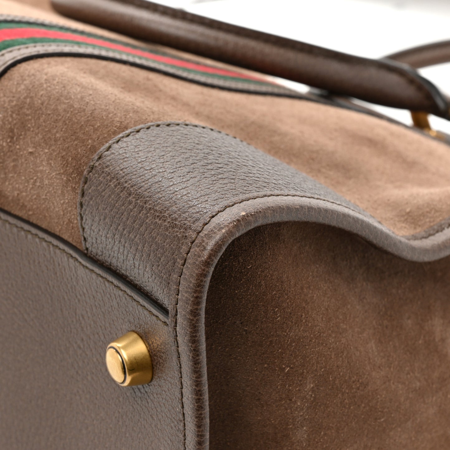 Suede Daino Textured Dollar Calfskin Web Medium Duffle Bag Deep Acero New Acero