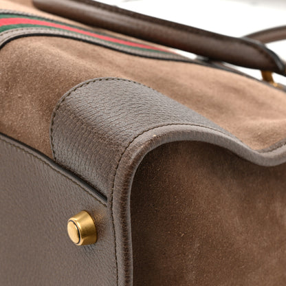 Gucci Suede Daino Textured Dollar Calfskin Web Medium Duffle Bag Deep Acero New Acero 13 of 13