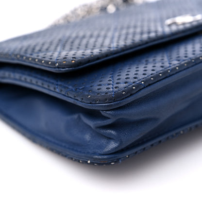 Chanel Perforated Lambskin Quilted Wallet On Chain WOC Blue 9 of 17