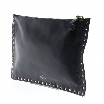Valentino Garavani Vitello Large Rockstud Zip Pouch Black 6 of 9
