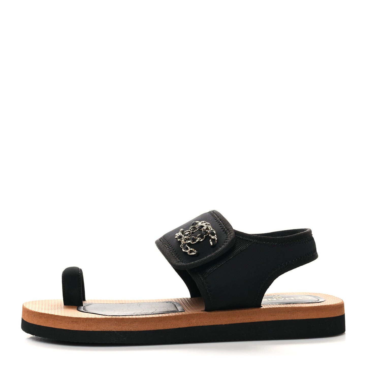 Fabric Lambskin CC Sandals 39 Black