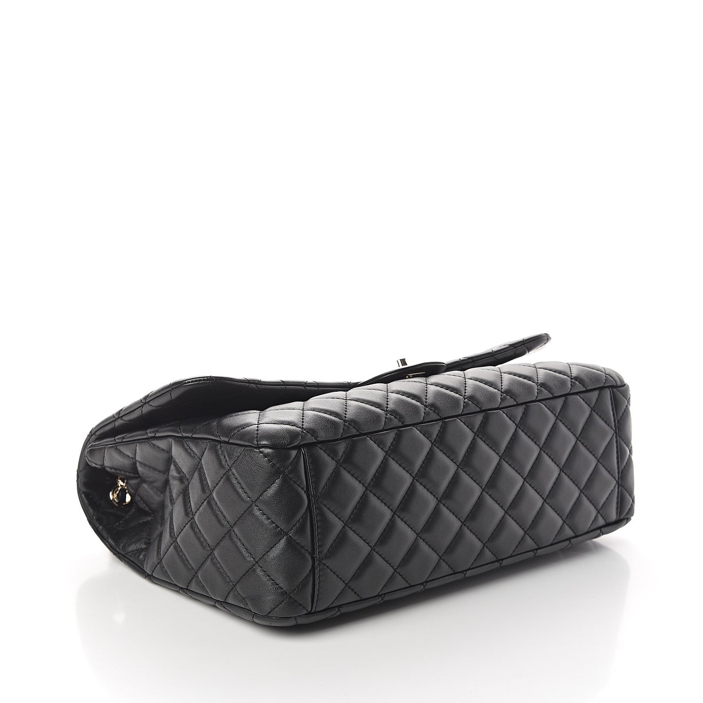 Calfskin Quilted XXL Travel Flap Bag Black